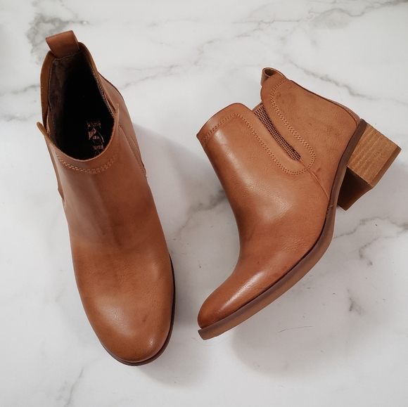 Korks Tasha Leather Ankle Boot Bootie Cognac Brown Size 7.5 - Picture 1 of 7